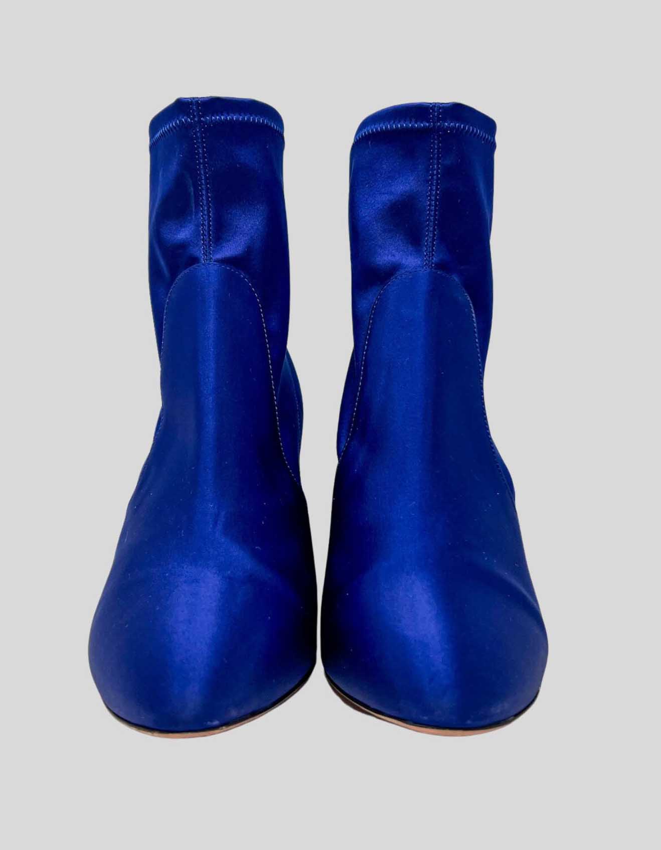 AQUAZZURA So Me Bootie in Indigo Stretch Satin - 38.5 IT | 8.5 US