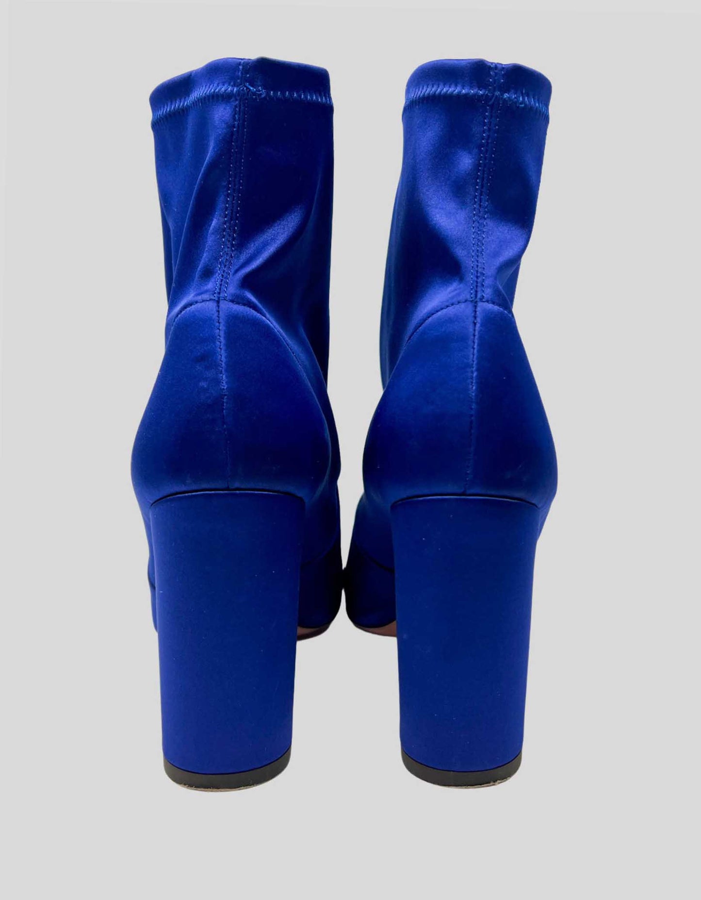 AQUAZZURA So Me Bootie in Indigo Stretch Satin - 38.5 IT | 8.5 US