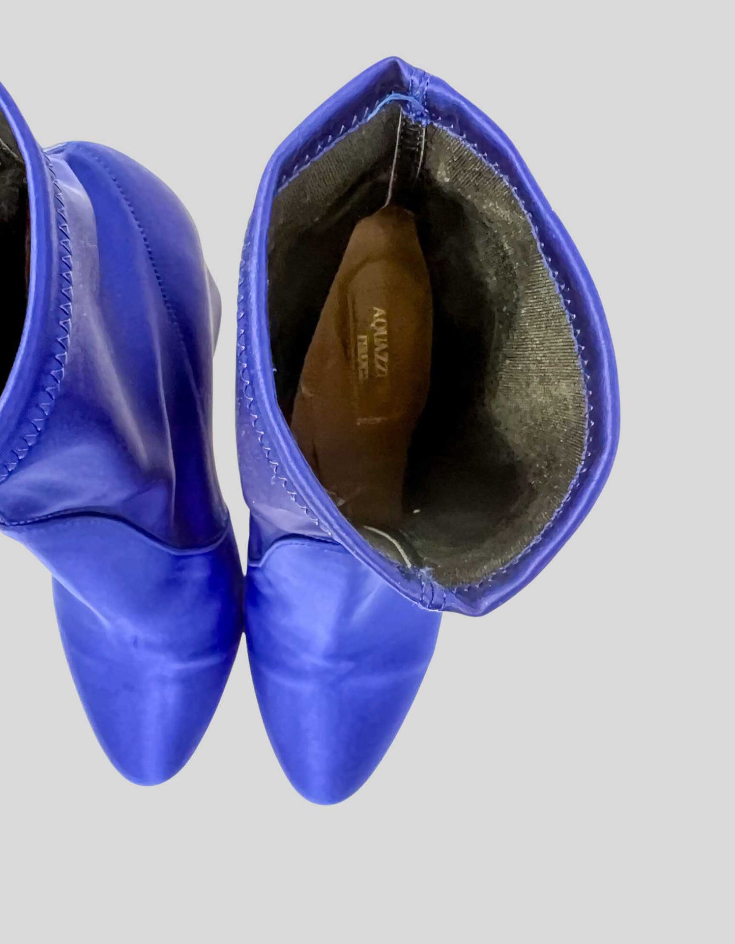 AQUAZZURA So Me Bootie in Indigo Stretch Satin - 38.5 IT | 8.5 US