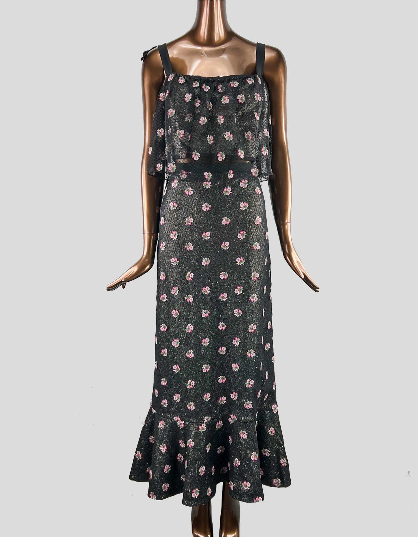 SALONI Floral Print Midi Length Skirt - 10 US | Large