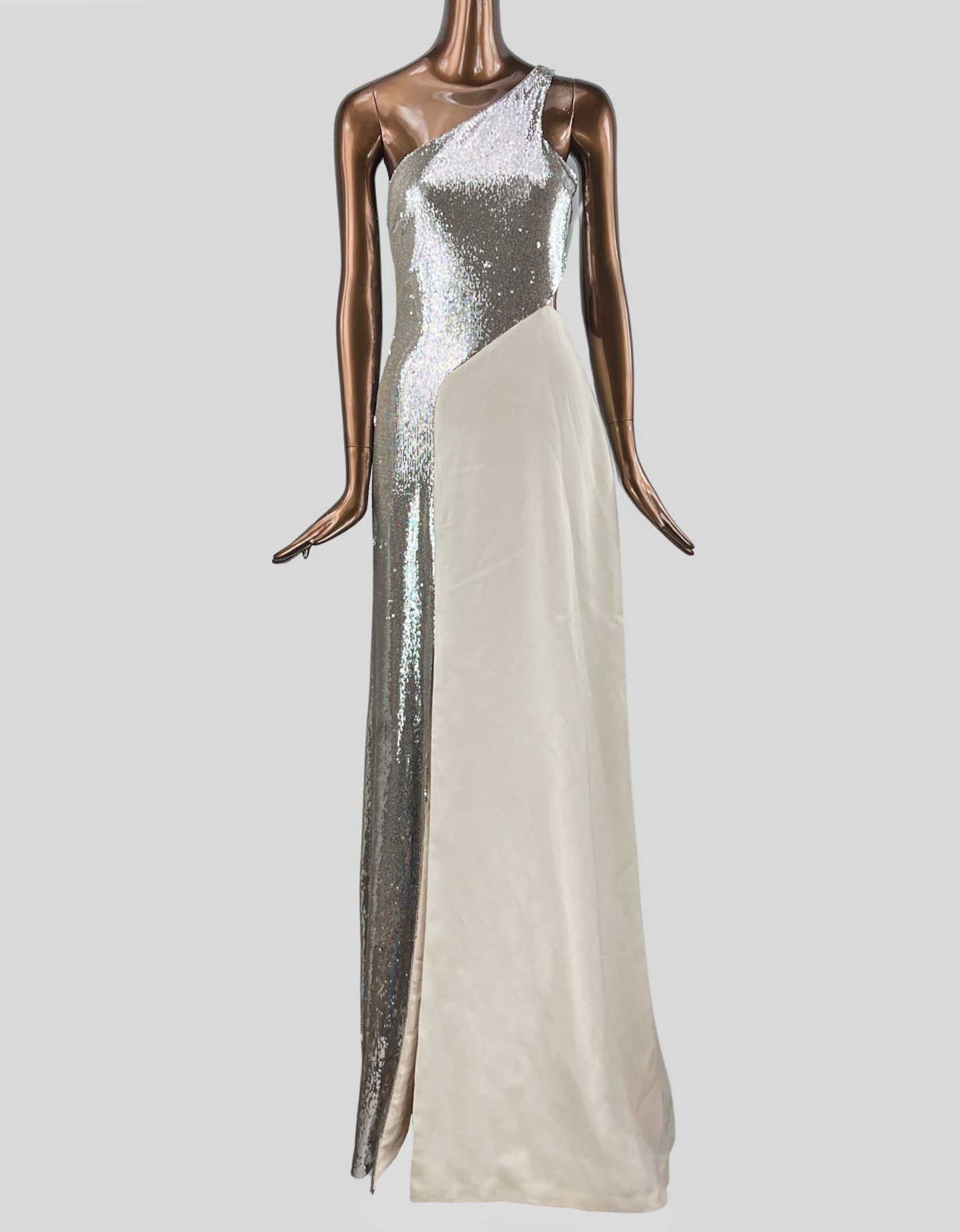 HALSTON Carson Sequin & Crepe One Shoulder Dress w/ Tags - 4 US
