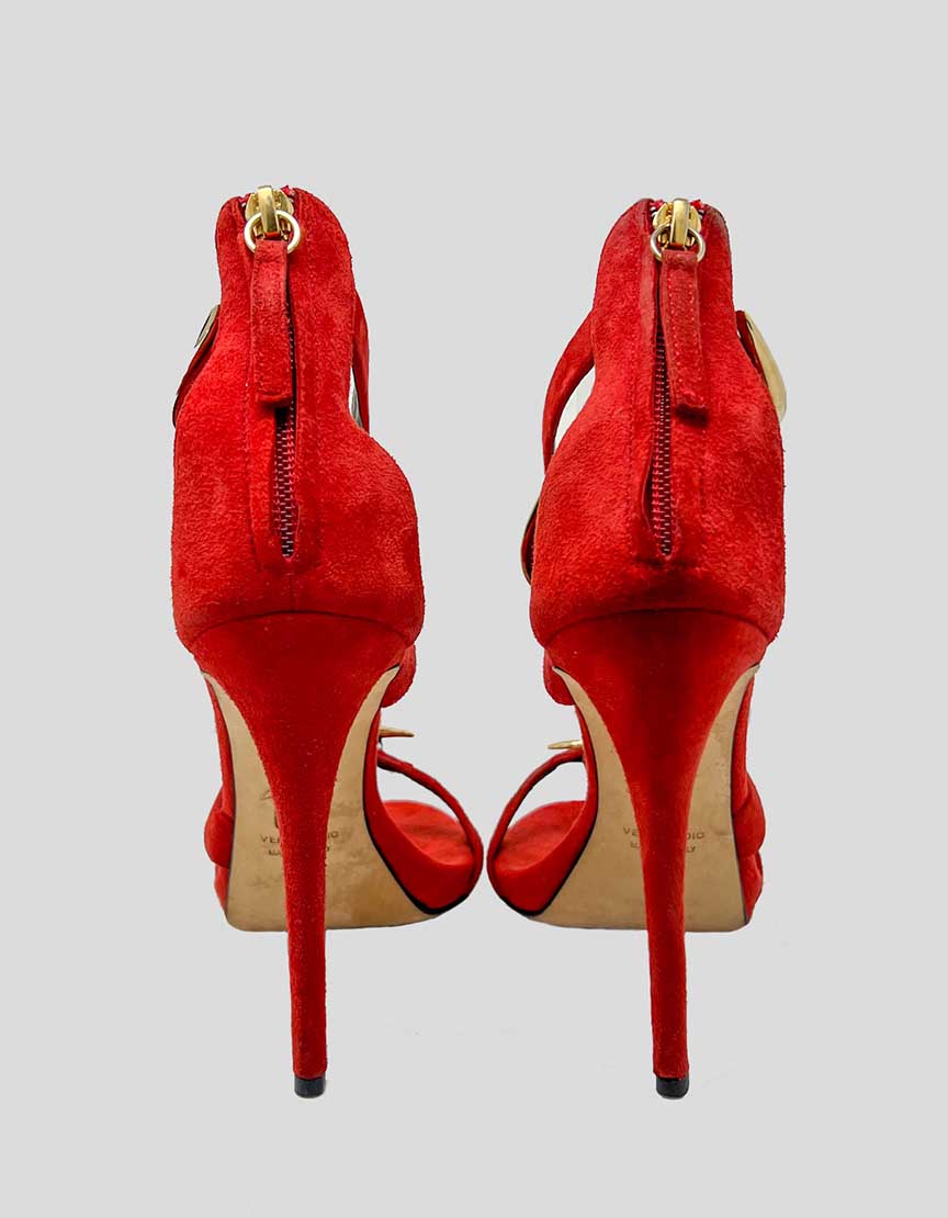 GIUSEPPE ZANOTTI Venere metallic-snake Open Toe Heels - 37.5 IT | 7.5 US