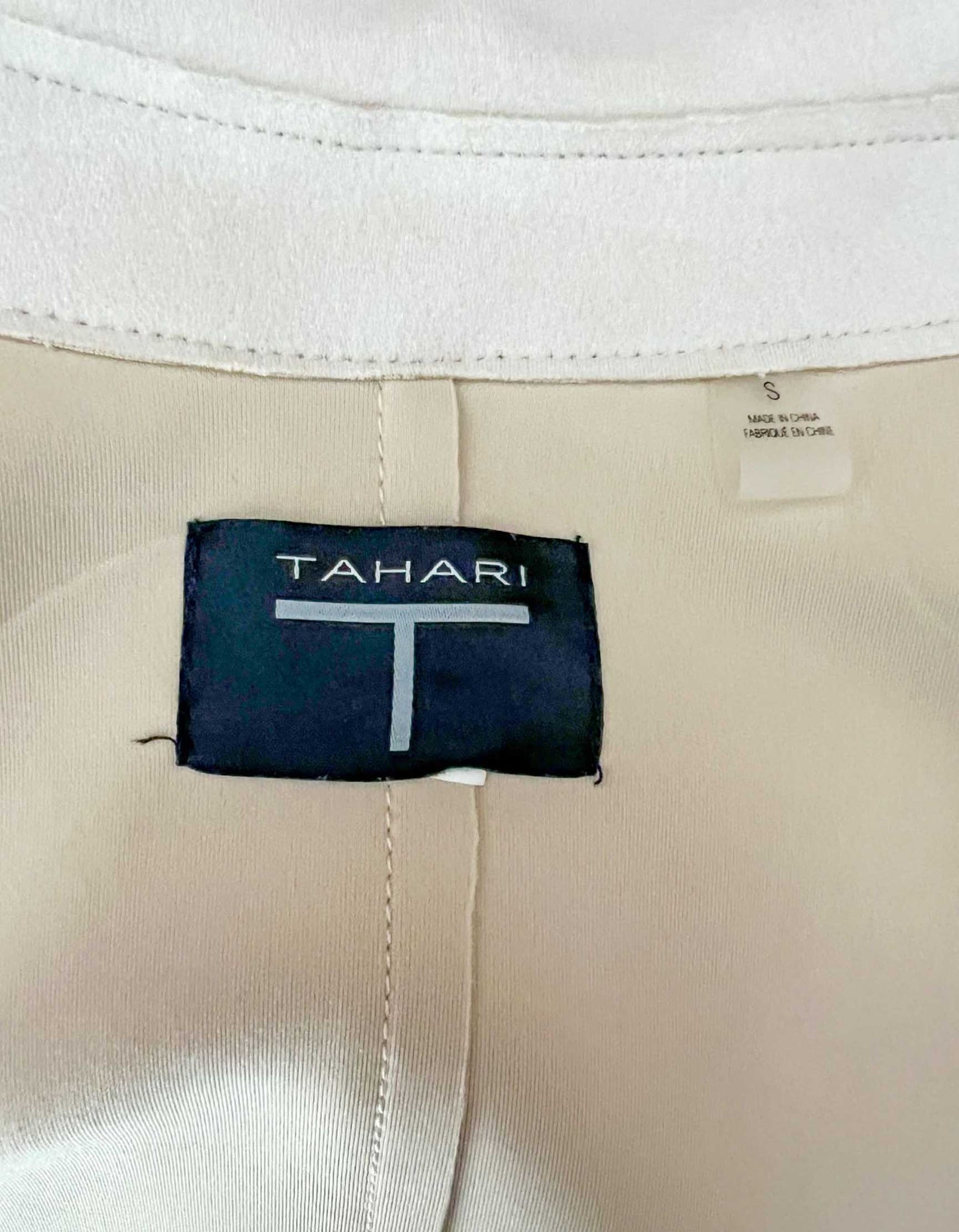 T TAHARI Faux Suede Trench Coat - Small