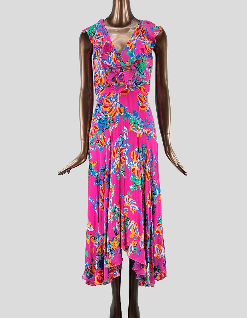 SALONI Floral Print hi-lo midi dress