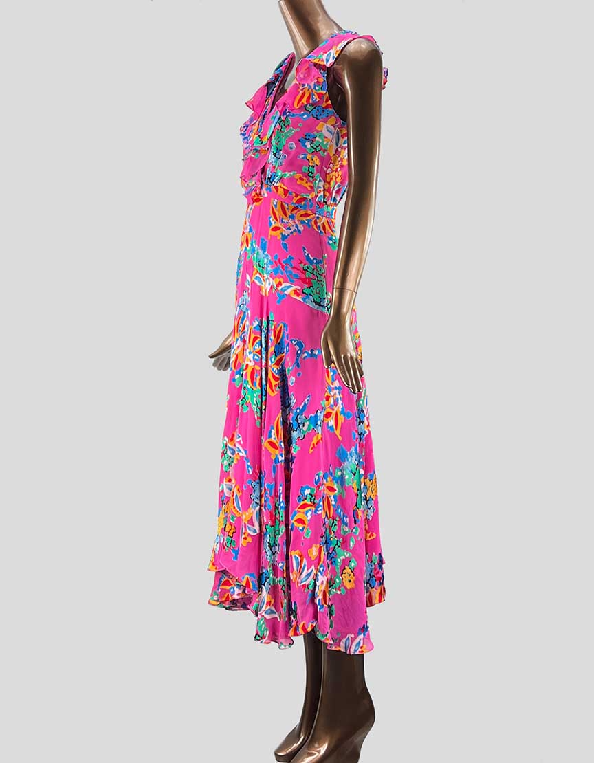 SALONI Floral Print hi-lo midi dress - 2 US