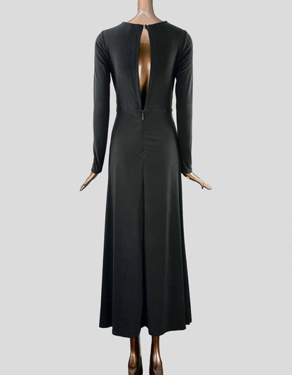 BCBG MAXAZRIA Long Sleeve Fit and Flare Maxi Dress with Cut Outs - Small