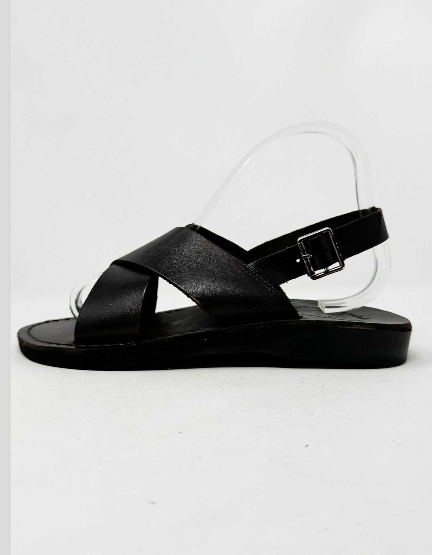JERUSALEM SANDALS Leather Ankle Strap Flat Sandal