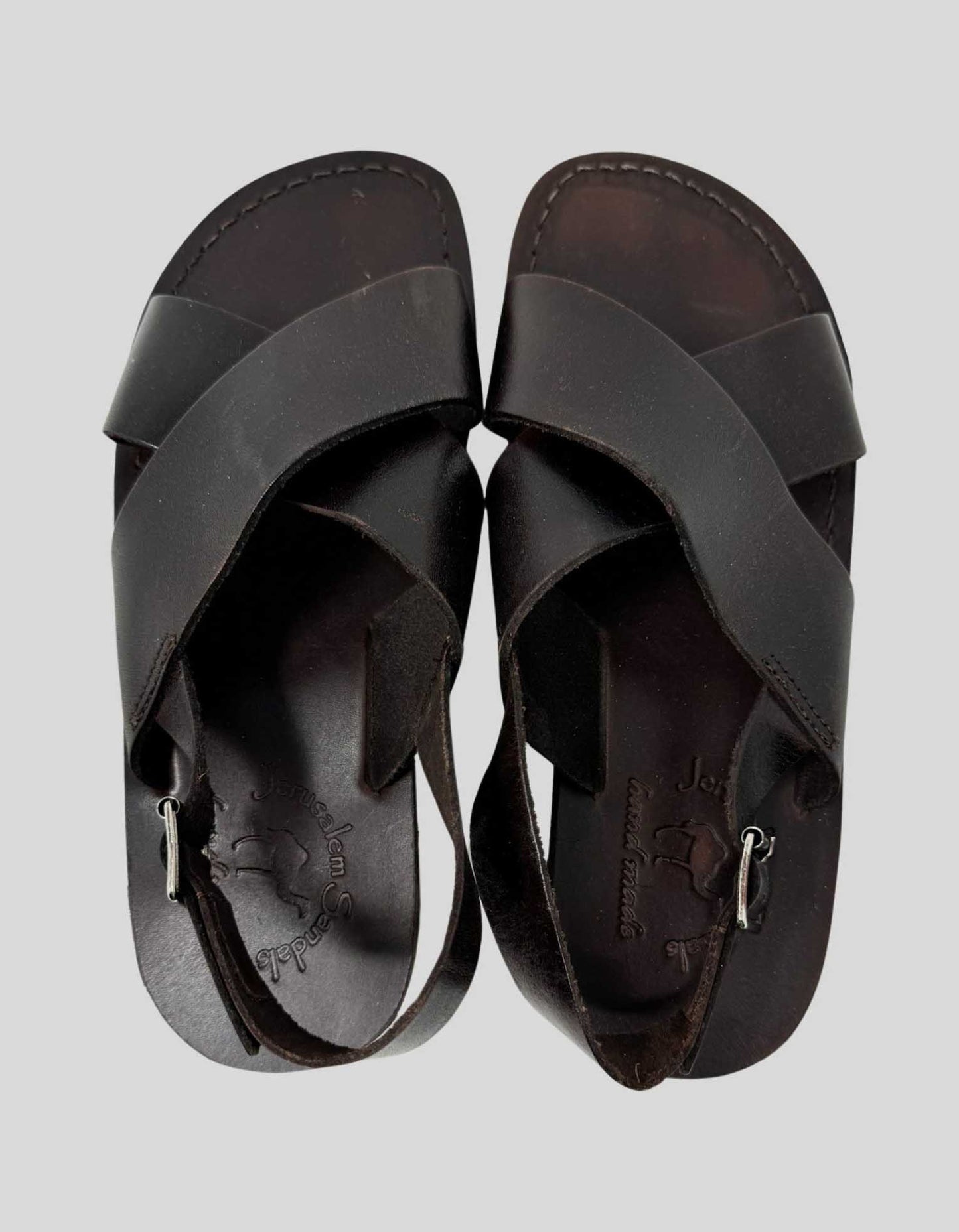 JERUSALEM SANDALS Leather Ankle Strap Flat Sandal - 40 EU | 8 US