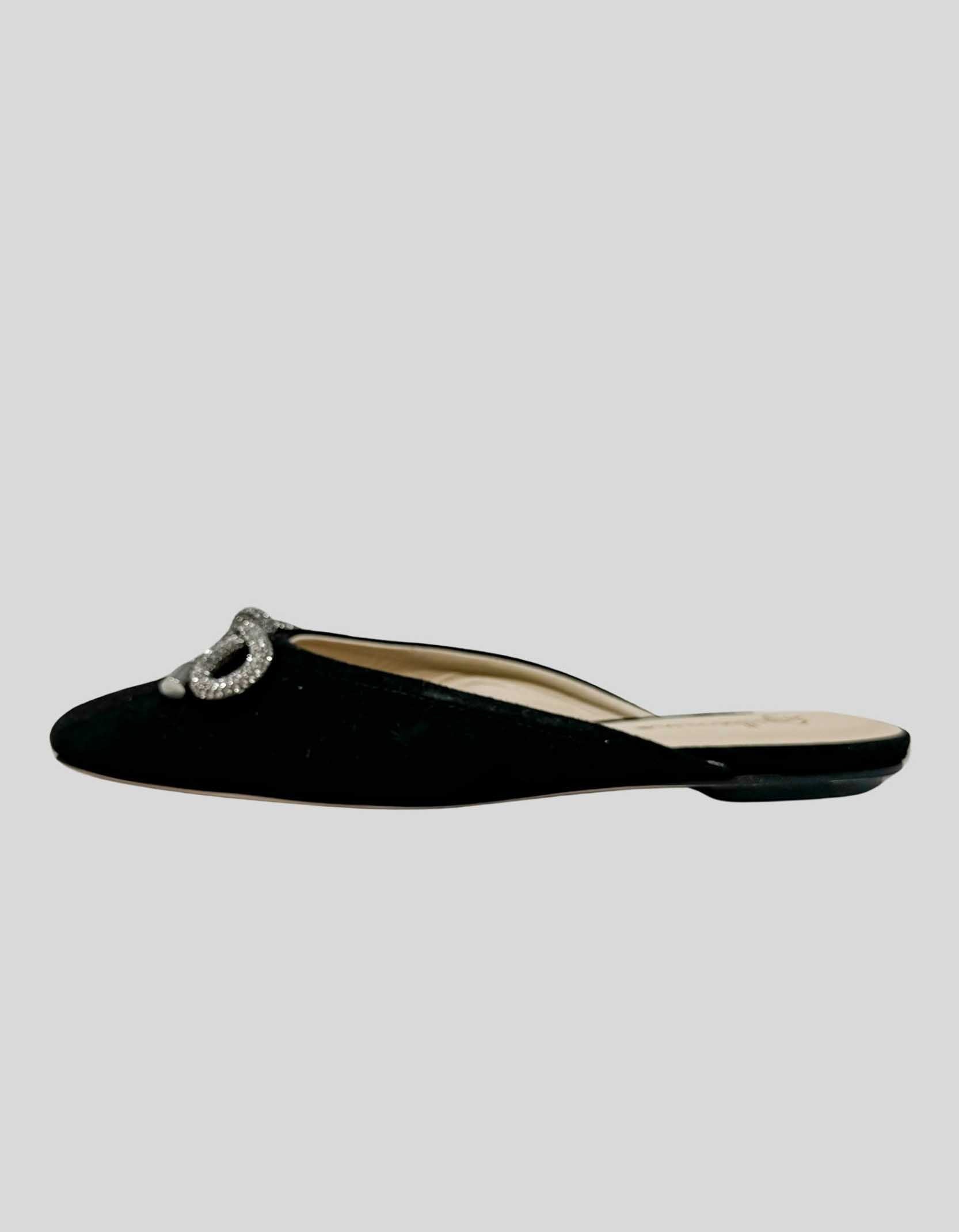 ANTHROPOLOGIE GUILHERMINA Embellished Black Slides 8M US