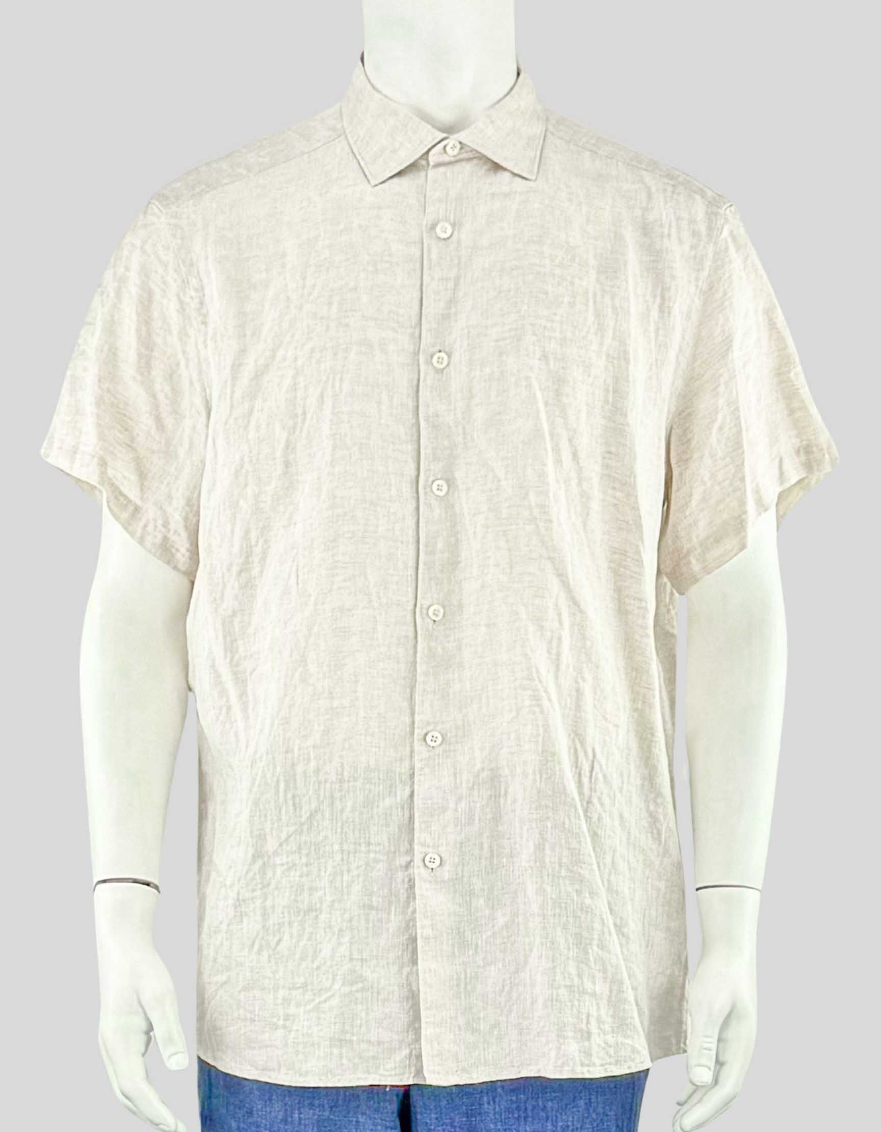 ERMENEGILDO ZEGNA Short Sleeve Linen Shirt – Large