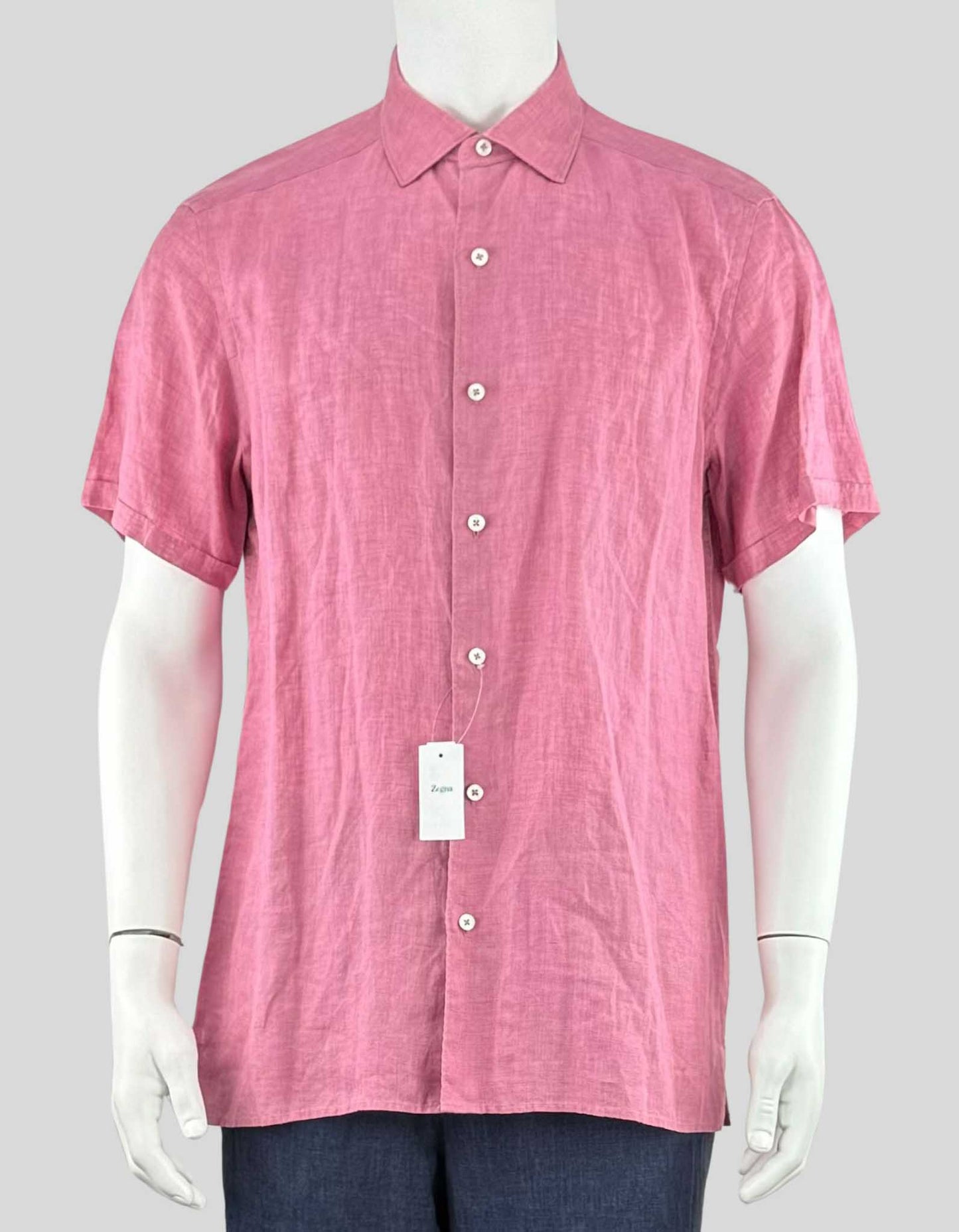 ERMENEGILDO ZEGNA Men's Linen Short-Sleeve Shirt