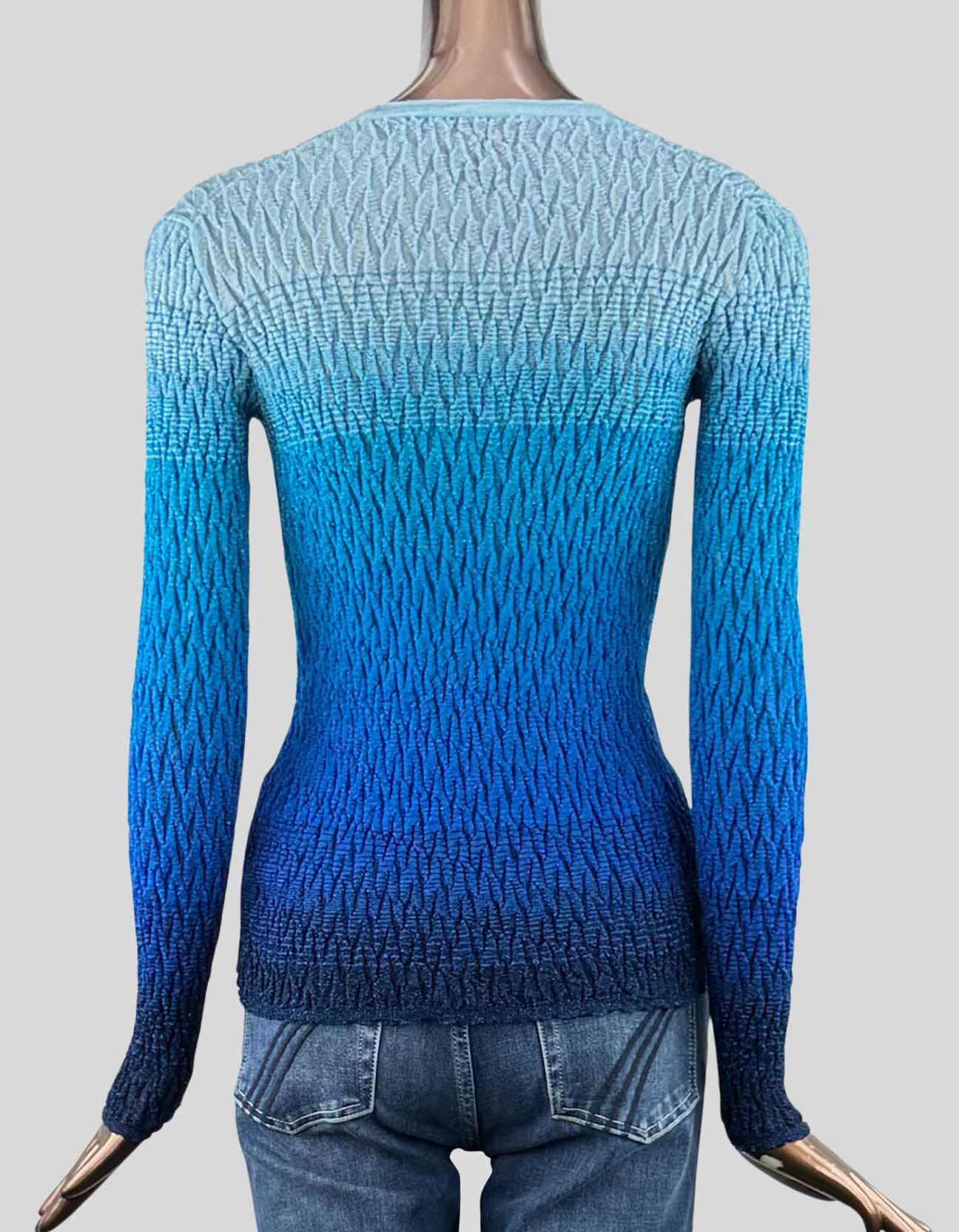 MISSONI Striped Plunge Neckline Sweater - 6 US | 42 IT