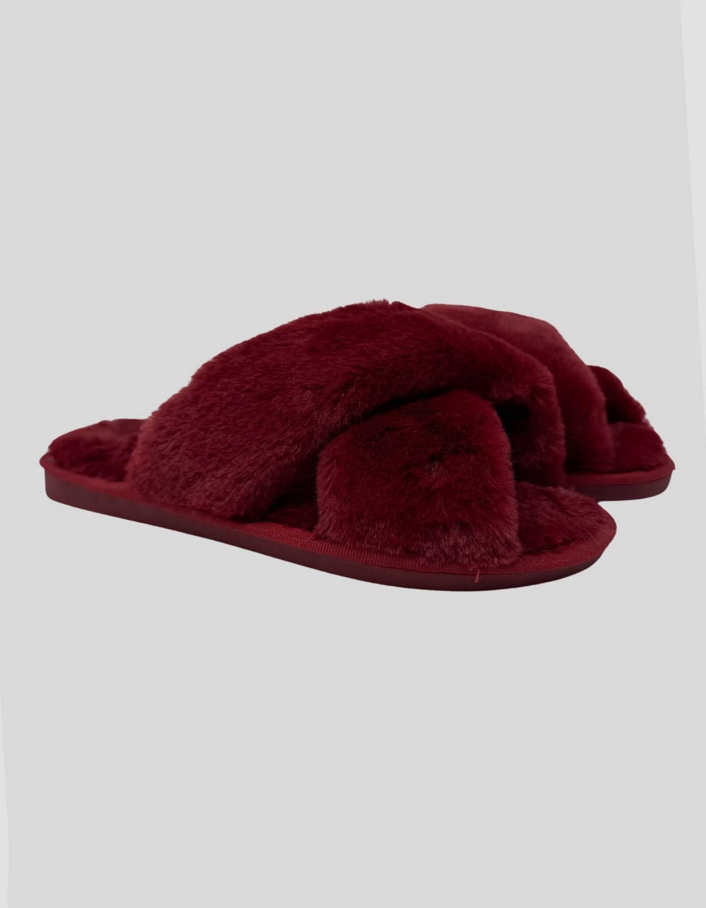 Red Faux Fur Slippers - 8 US