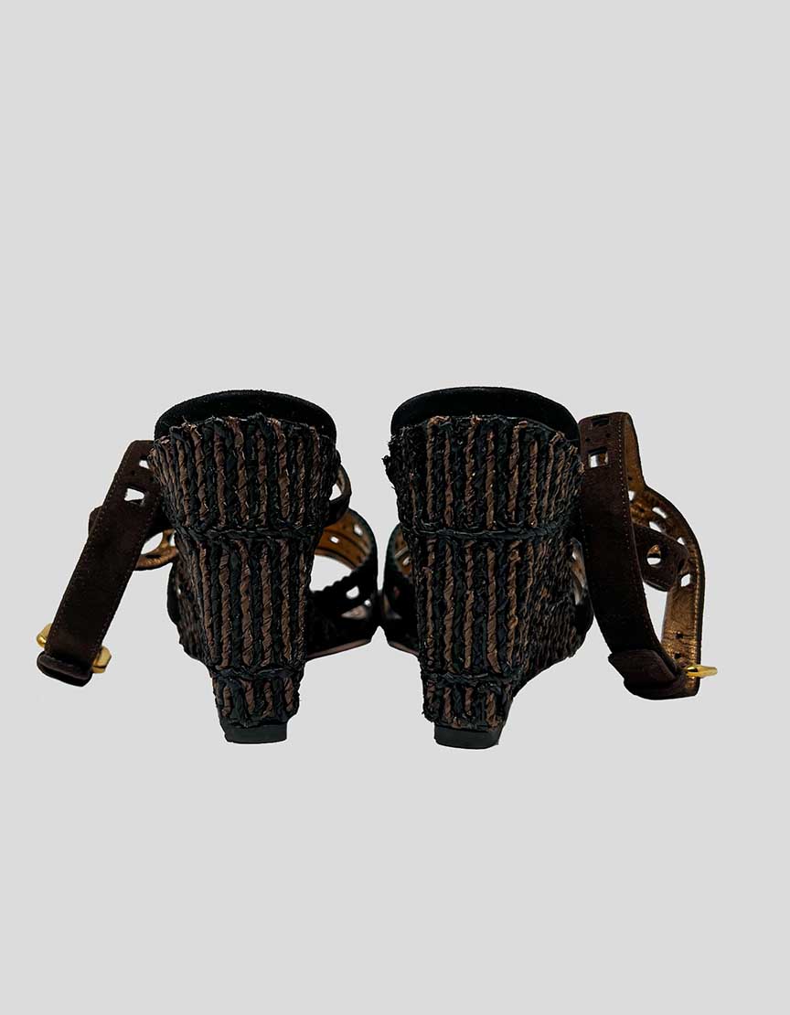 PRADA Camoscio strappy wedge sandals - 36 IT | 6 US