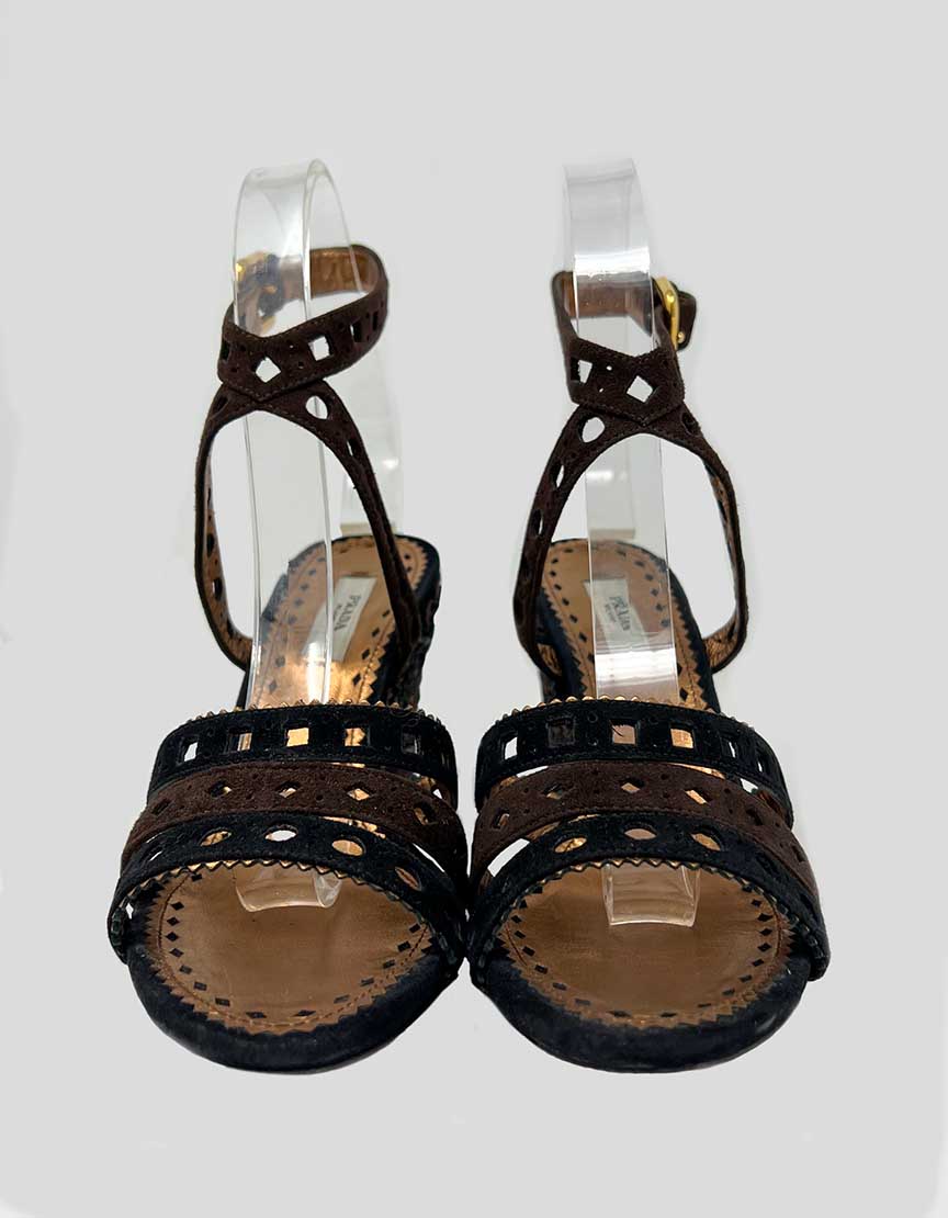 PRADA Camoscio strappy wedge sandals - 36 IT | 6 US