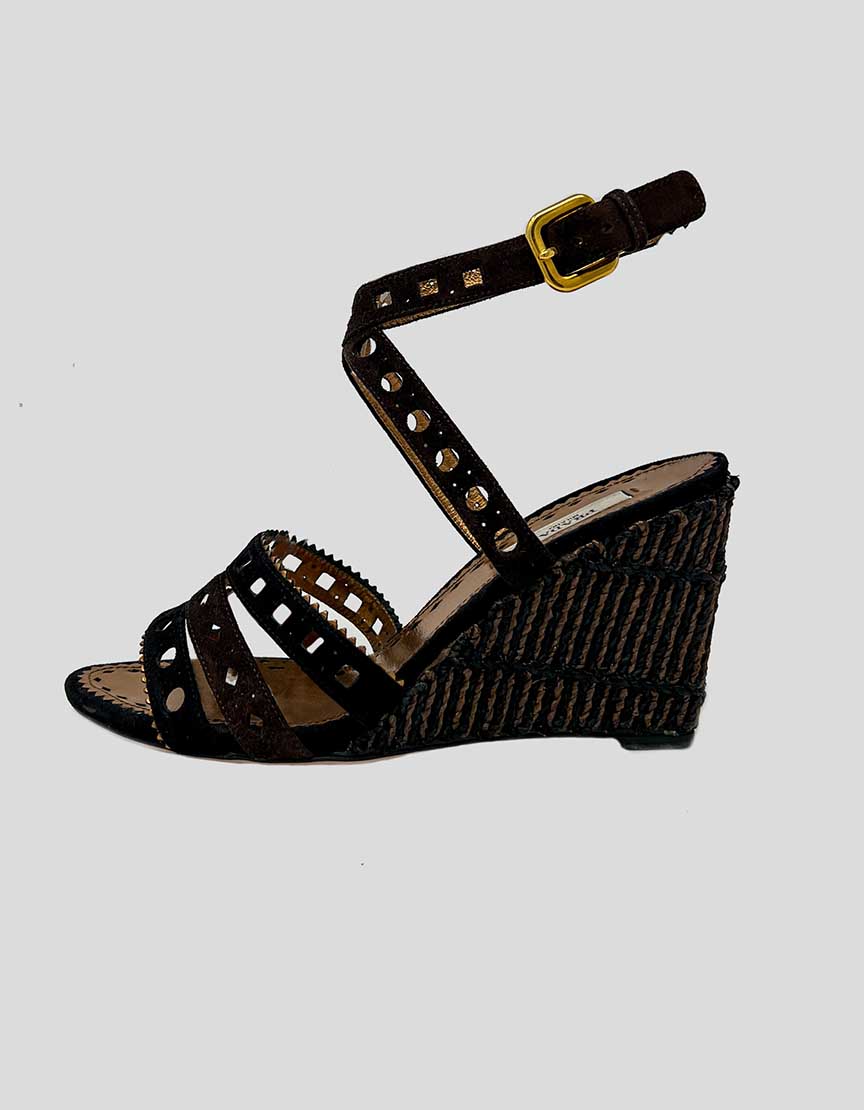 PRADA Camoscio strappy wedge sandals - 36 IT | 6 US