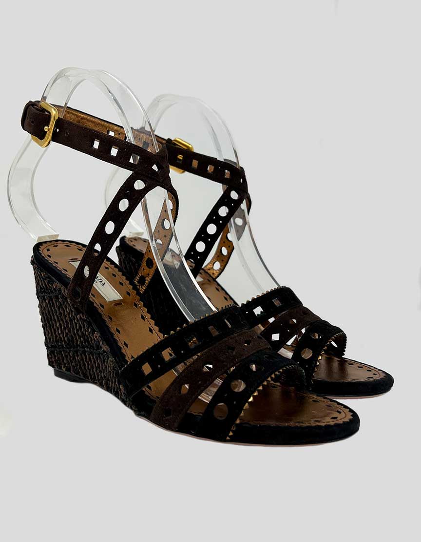 PRADA Camoscio strappy wedge sandals - 36 IT | 6 US