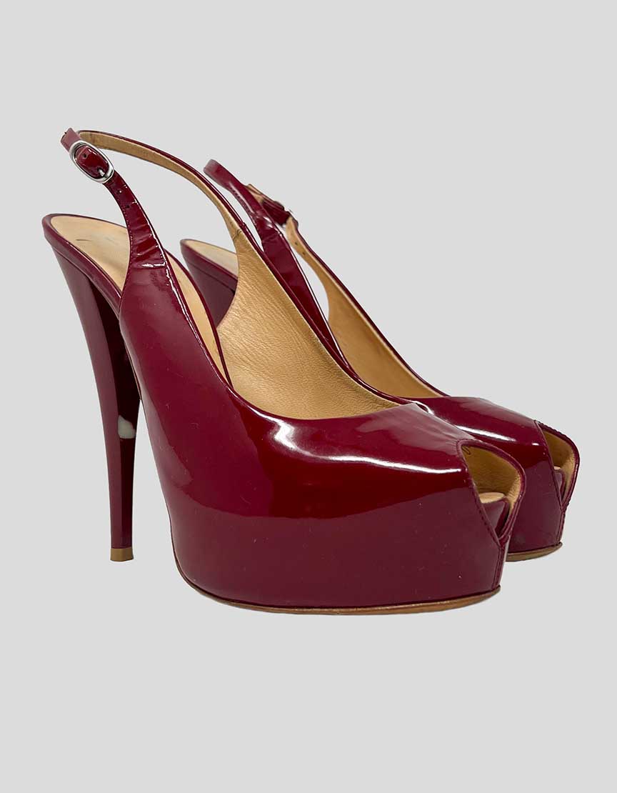 GIUSEPPE ZANOTTI Peep Toe Slingback Pumps- 37.5 IT | 7.5 US