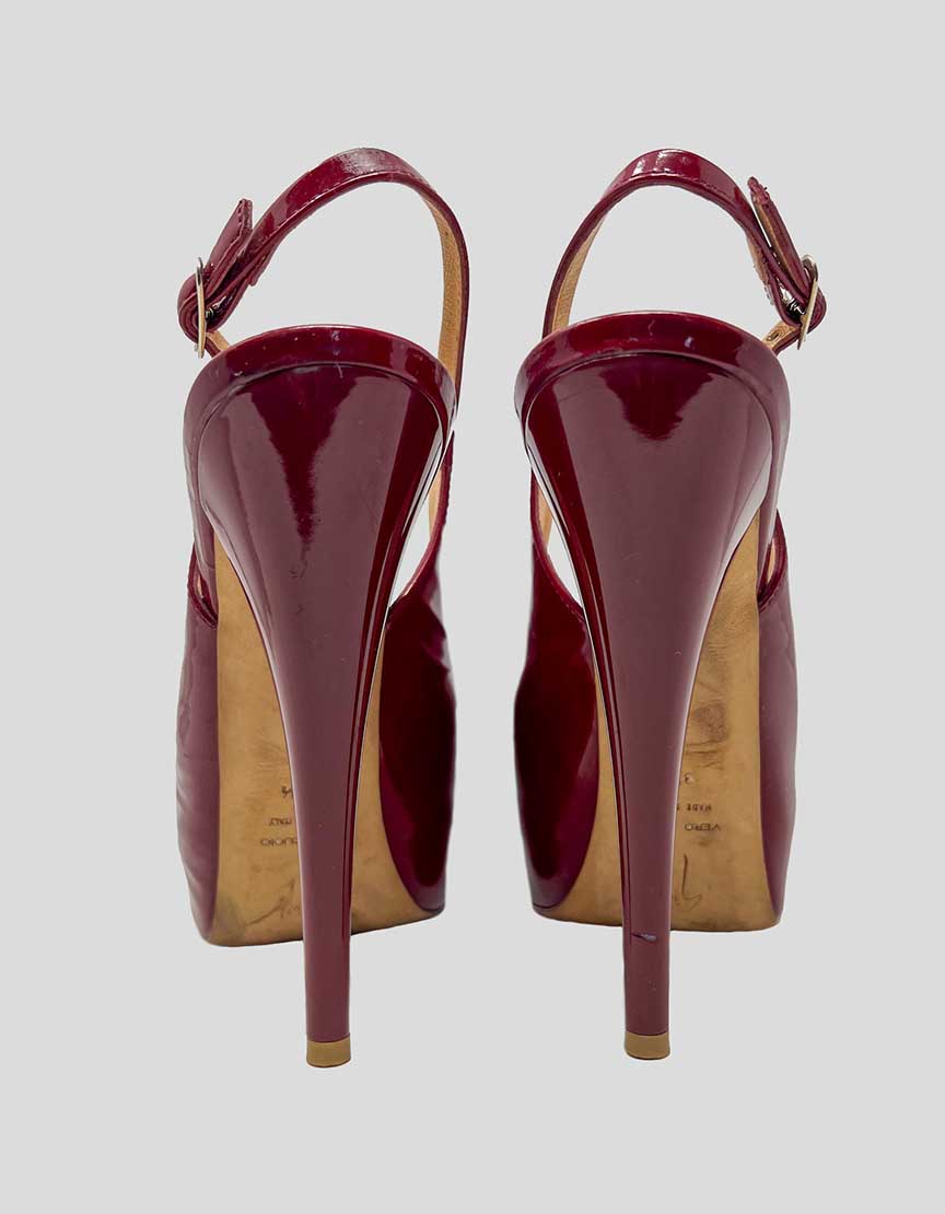 GIUSEPPE ZANOTTI Peep Toe Slingback Pumps- 37.5 IT | 7.5 US