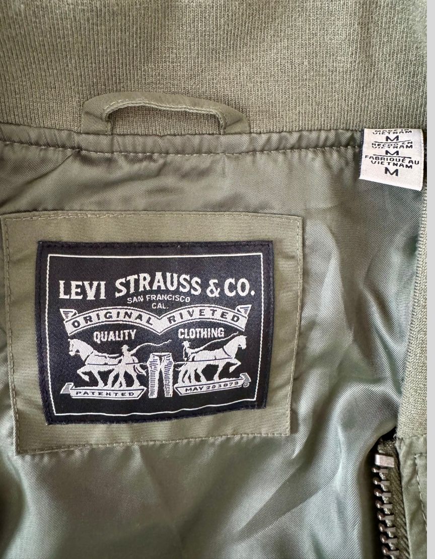 LEVI'S Olive Nylon Bomber Jacket - Medium