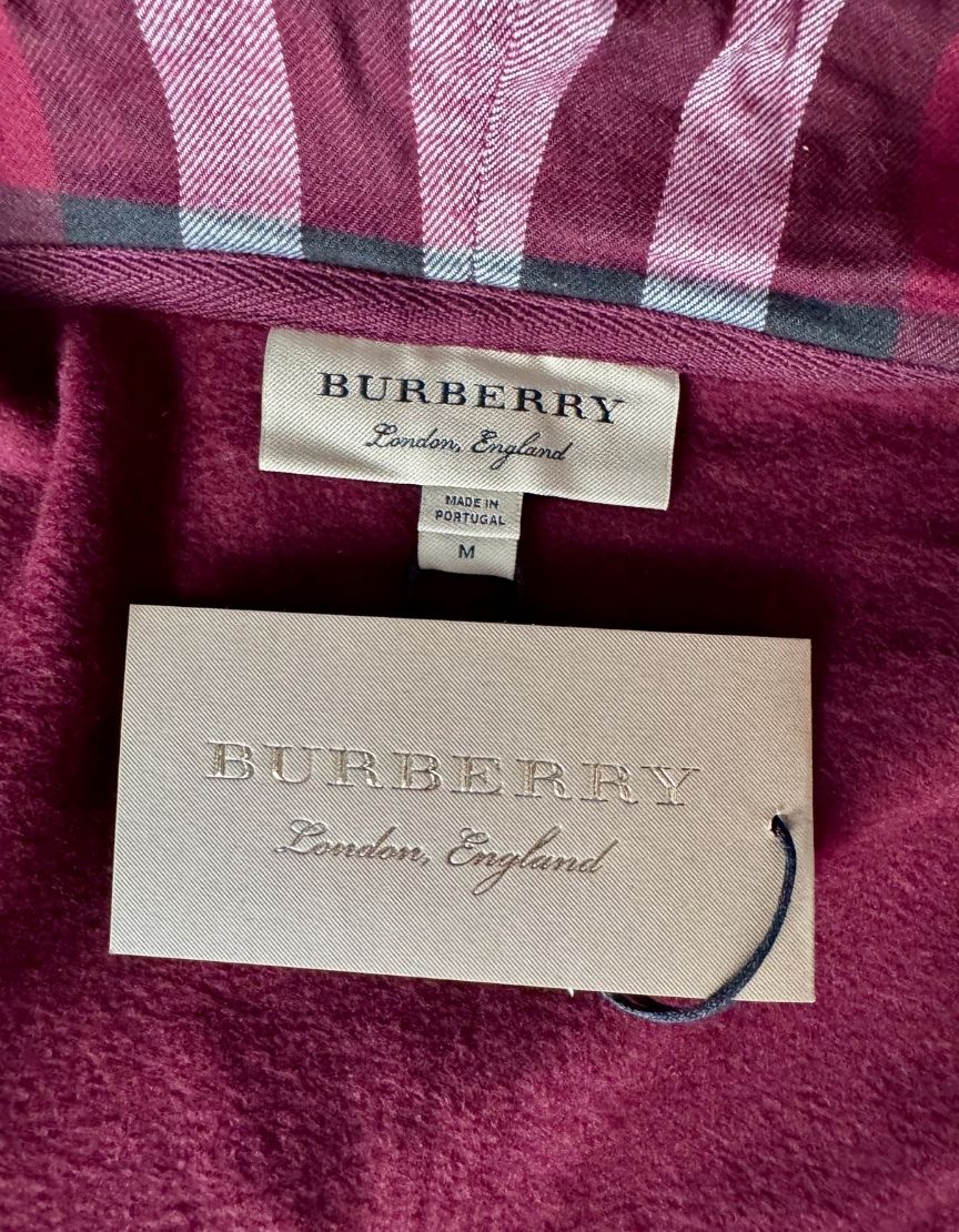 BURBERRY Check-Lined Zip Hoodie w/ Tags - Medium