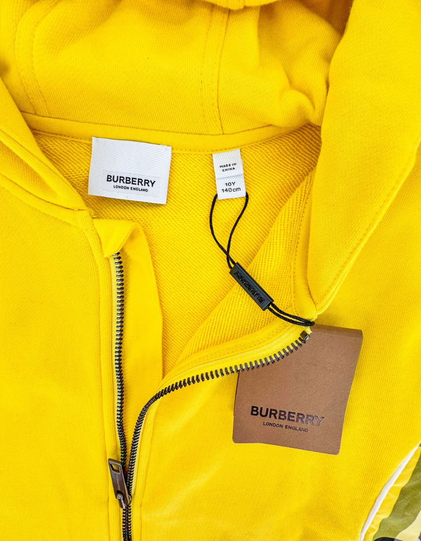 BURBERRY Check Panel Zip-Up Hoodie w/ Tags - 10Y US
