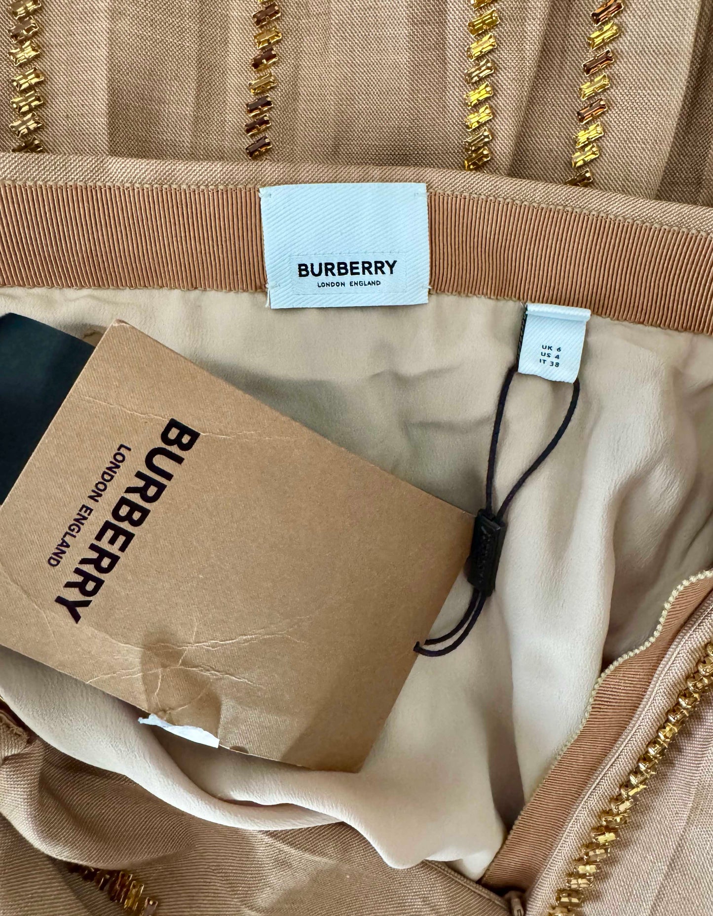 BURBERRY Crystal-Embellished Pleated Midi Skirt w/ Tags - 4 US | 6 UK | 38 IT