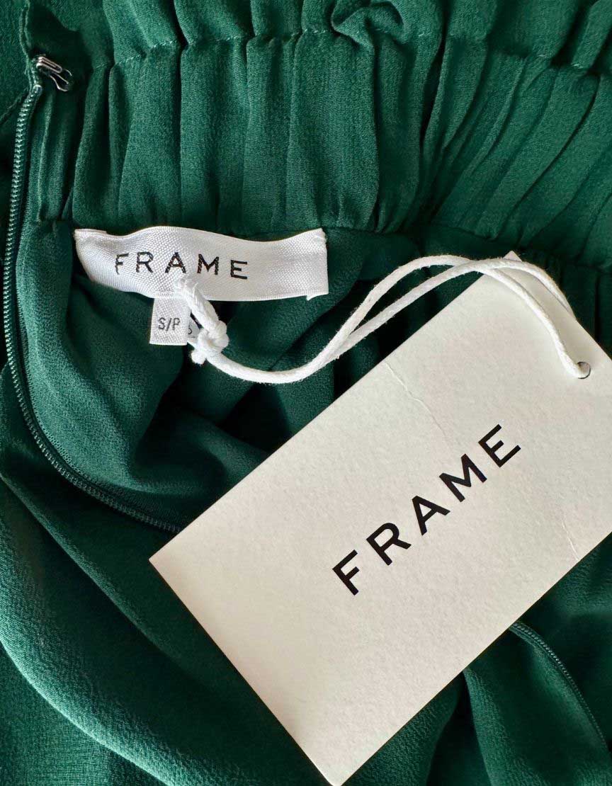 FRAME Emerald Green Silk Tie-Neck Blouse w/ Tags - Small/Petite