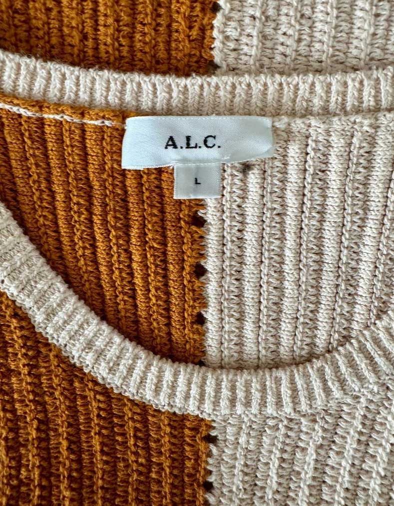 A.L.C. Striped Rib Knit Crop Top - Large