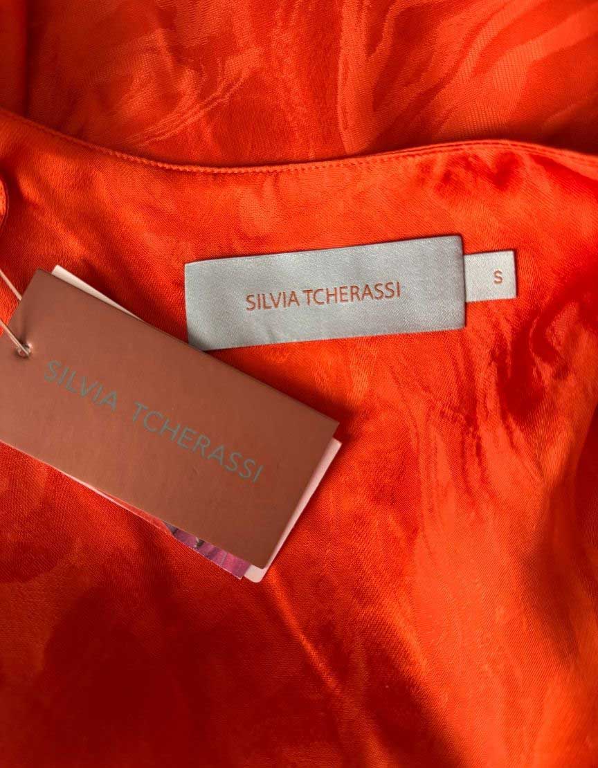 SILVIA TCHERASSI Orange Cold-Shoulder Ruffle Top w/ Tags - Small