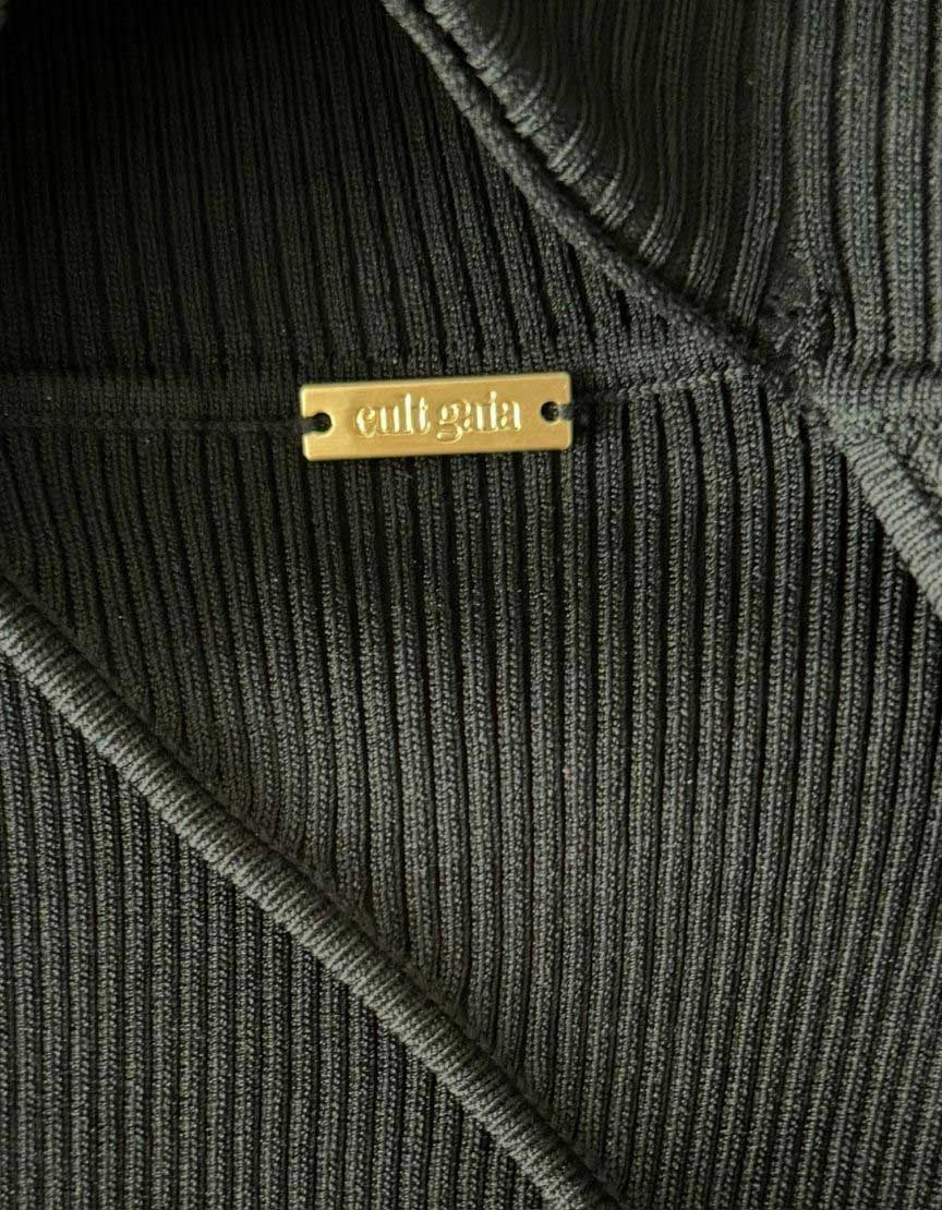 CULT GAIA Black Cutout Mock Neck Knit Top - X-Small