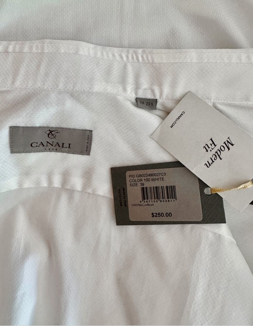 CANALI Modern Fit White Dress Shirt w/ Tags - 39 / 15½ US