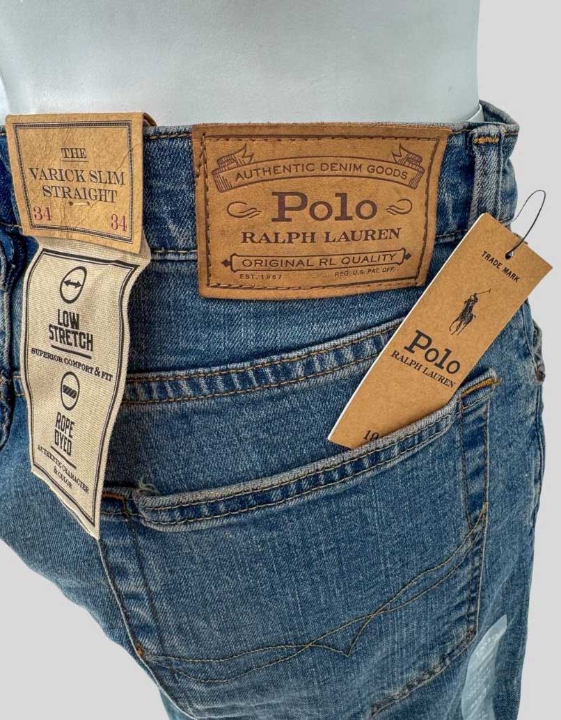 POLO RALPH LAUREN Varick Slim Straight Jeans w/ Tags - 34x34 US