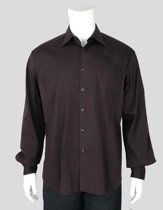 PRADA Eggplant Tailored Button Down Dress Shirt - 41-16