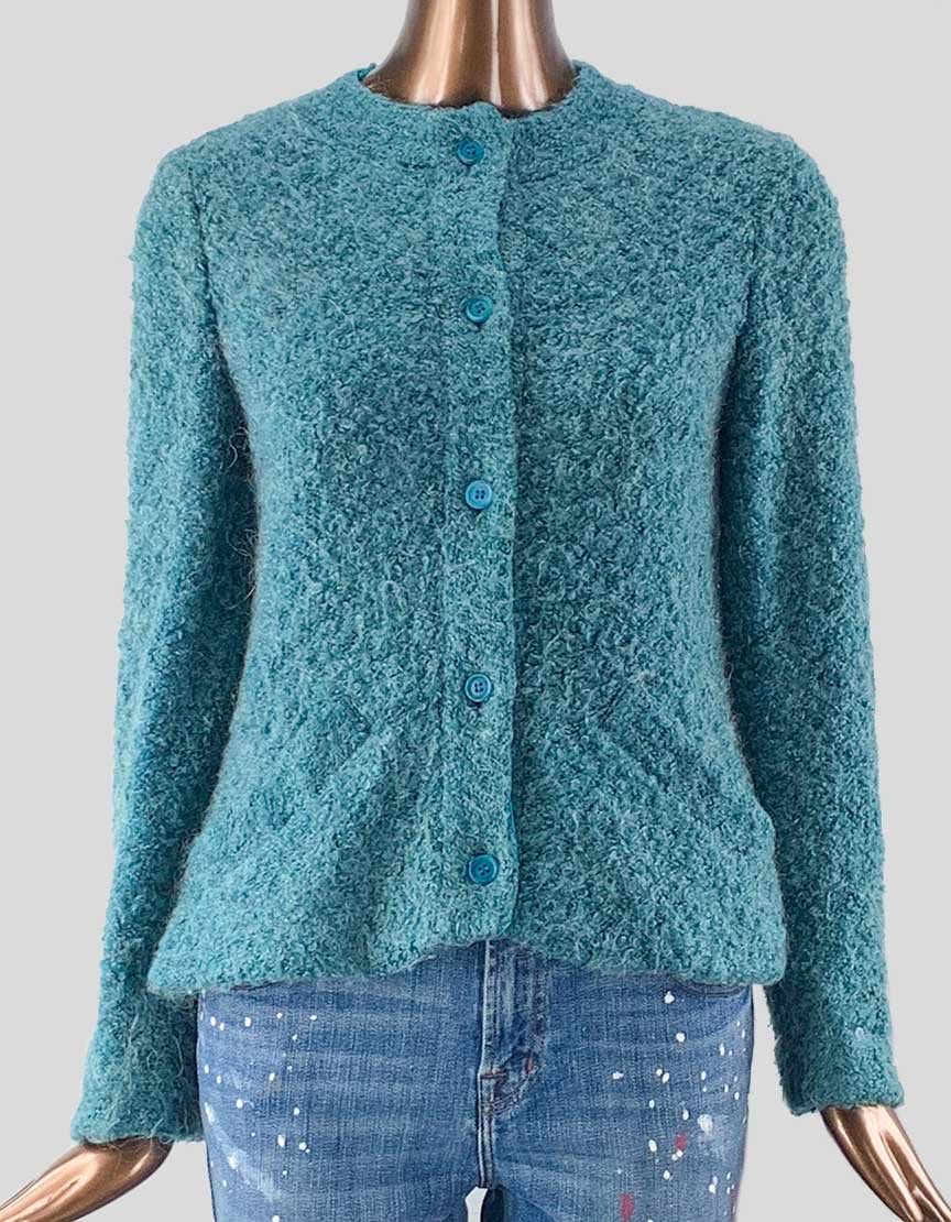 Courrèges Turquoise Wool Cardigan Blazer Small