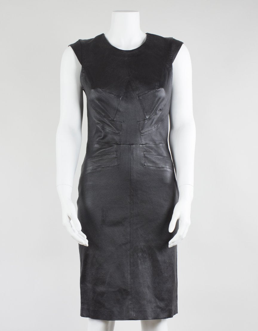 REBECCA VALLANCE Leather Shift Dress - Small