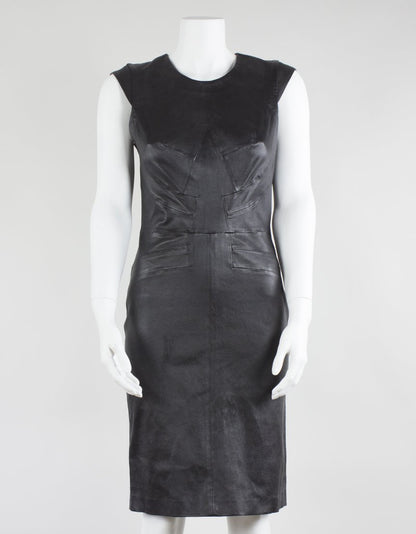 REBECCA VALLANCE Leather Shift Dress - Small