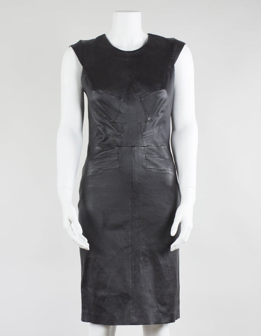 REBECCA VALLANCE Leather Shift Dress - Small