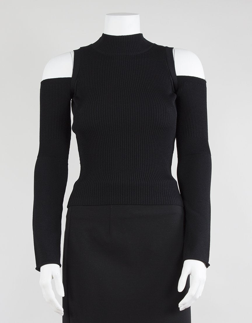 Stella Jamie Long Sleeve With Cut Out Shoulders Turtleneck Sweater - Small