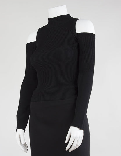 Stella Jamie Long Sleeve With Cut Out Shoulders Turtleneck Sweater - Small