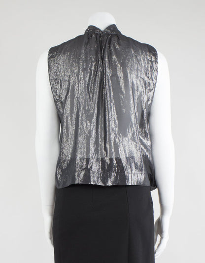 Rebecca Taylor Gun Metal Grey Sheer Top Sleeveless Size 2
