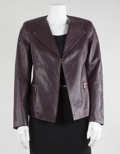Isabella Oliver Maternity Jacket In Burgundy Leather - 2 US