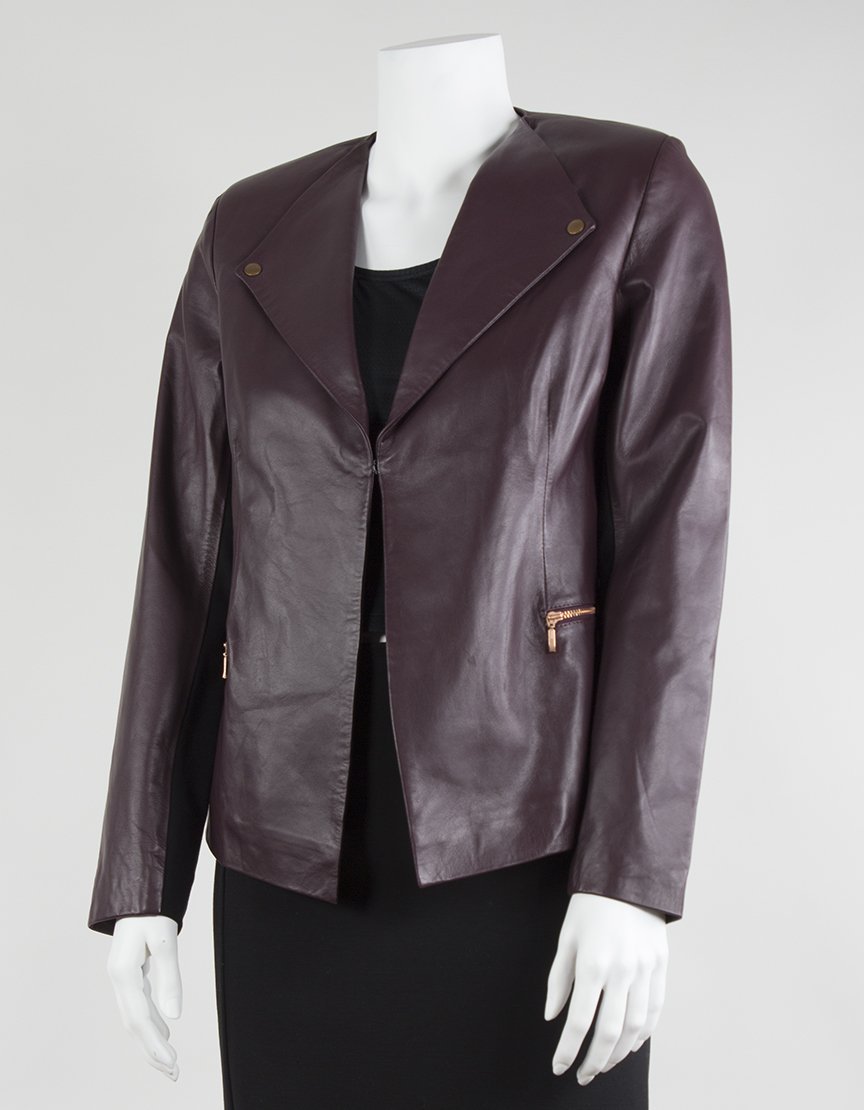 Isabella Oliver Maternity Jacket In Burgundy Leather - 2 US