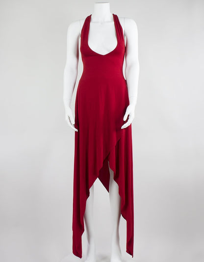 Alexandre Vauthier Red Asymmetrical Long Halter Evening Dress Size 36