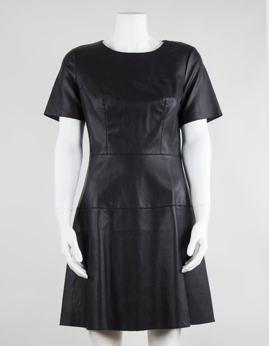 Tart Collection Black Short Sleeve Faux Leather Carla Dress Size Small