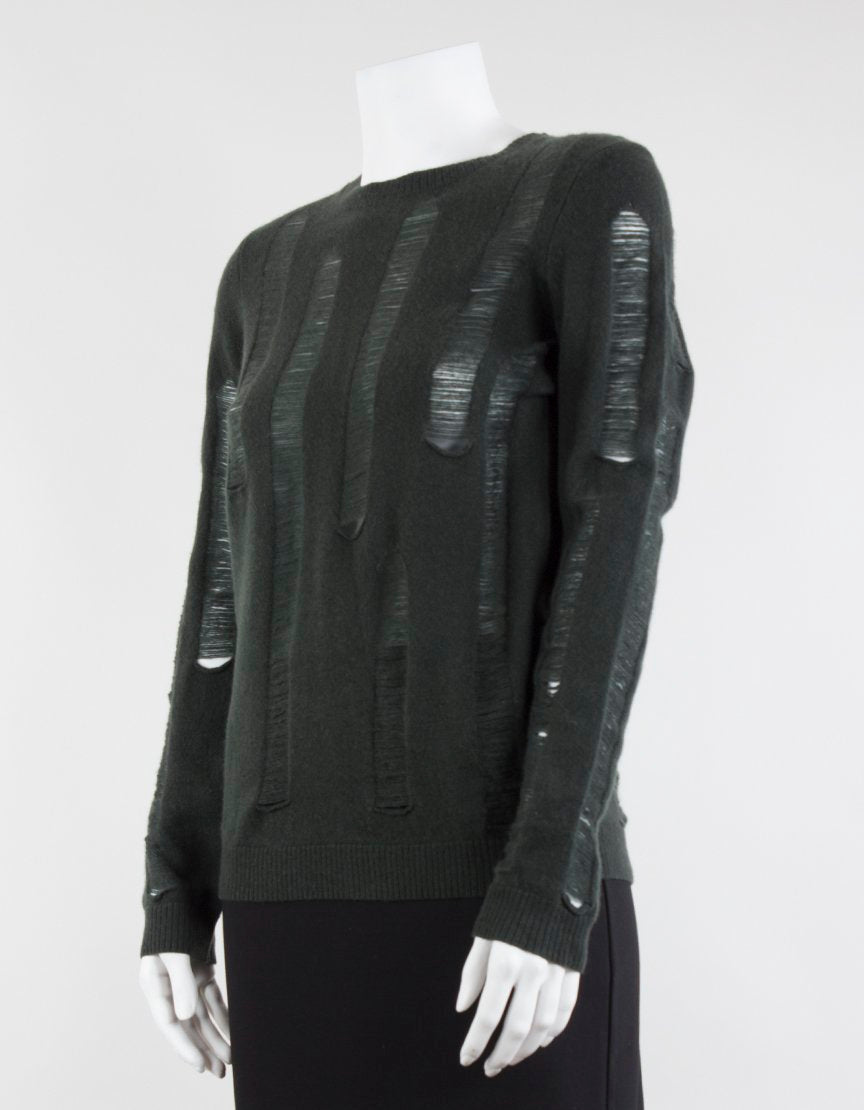 Aqua Cashmere Long Sleeved Cashmere Sweater Crew Neck Small