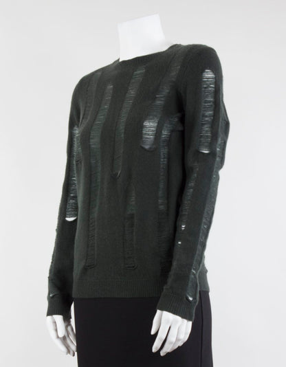 Aqua Cashmere Long Sleeved Cashmere Sweater Crew Neck Small