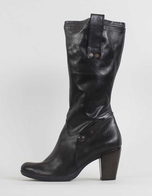 G Star Raw Black Leather Calf Height Round Toe Boots - 40 IT | 10 US