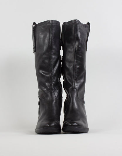 G Star Raw Black Leather Calf Height Round Toe Boots - 40 IT | 10 US