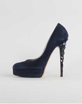 Casadei Blue Suede Round Toe Platform Pumps Size 7